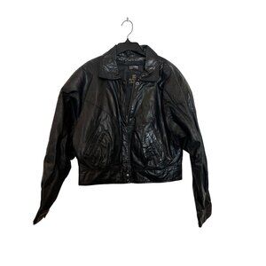 Vintage Byrnes & Baker Black Leather Womens Jacket M Thinsulate Lining Made In K